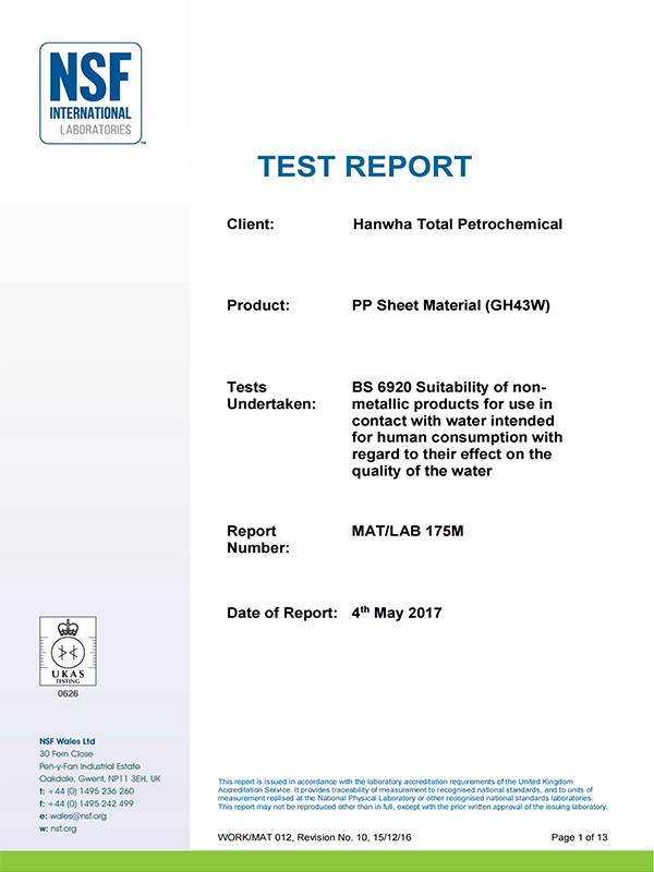 NSF water certification